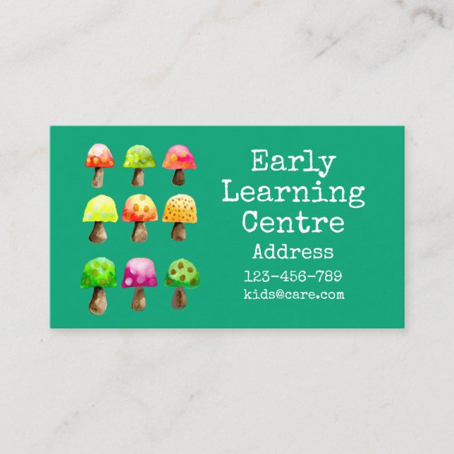 Early Learning Daycare mushroom Business Card (Front)