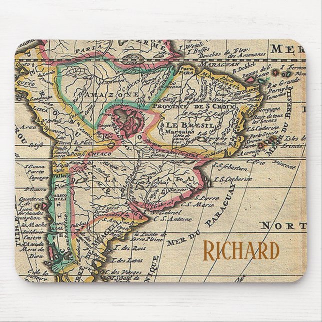 Early Map of South America Personalise Mouse Mat (Front)