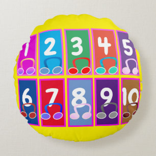 Early Maths Numbers 1 to 10 Round Cushions