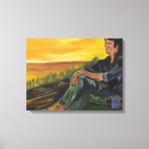 Early moring, Alone on the River Sarr Canvas Print