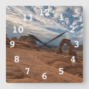 Early Morning at Delicate Arch Square Wall Clock
