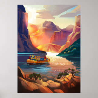 Early morning rafting trip down the Gran Canyon. Poster
