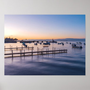 early morning scenic of lake in chapala mexico poster