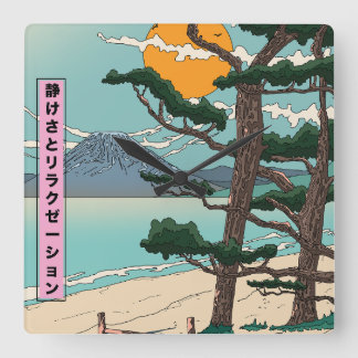 Early morning songbird square wall clock