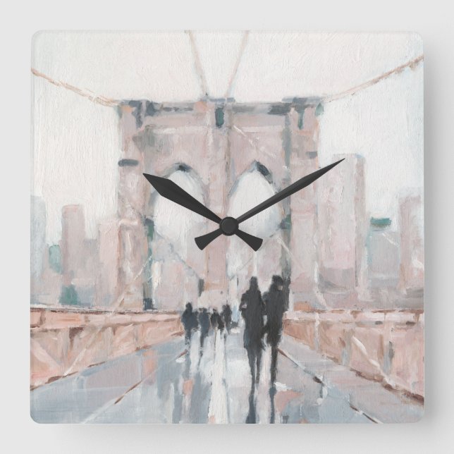 Early Morning Stroll - New York Square Wall Clock (Front)