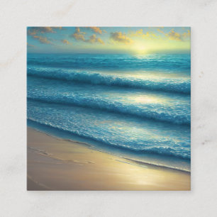 Early Morning Sunrise over a Deserted Beach Square Business Card