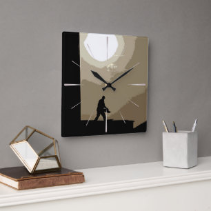 Early morning worker square wall clock