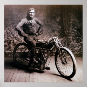 EARLY MOTORCYCLE PIONEER RAY WEISHAAR  1914 POSTER
