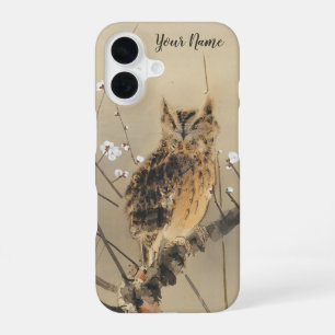 Early Plum Blossoms by Nishimura Goun, Vintage Owl iPhone 16 Case