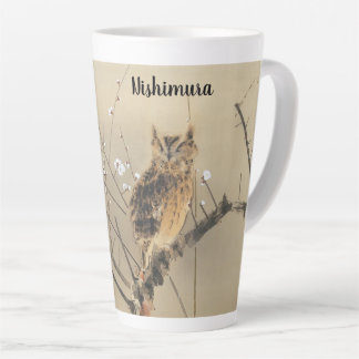 Early Plum Blossoms by Nishimura Goun, Vintage Owl Latte Mug