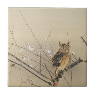 Early Plum Blossoms by Nishimura Goun, Vintage Owl Tile
