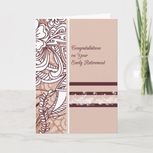 Early Retirement Card Tan with Flowers