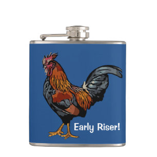 Early Riser Blue Rooster Flask