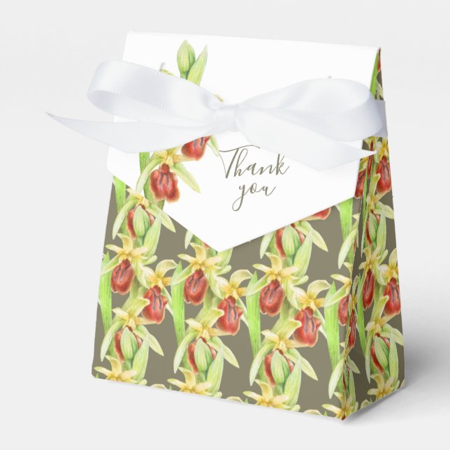 Early spider orchid watercolor thank you gift box (Front Side)