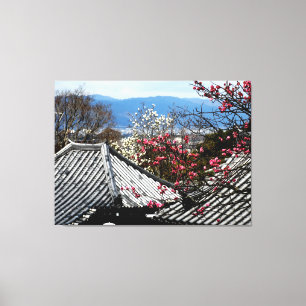 Early Spring Cherry Blossoms in Kyoto, Japan on a Canvas Print