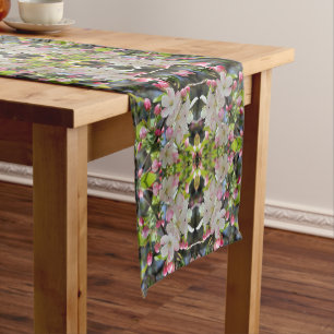 Early Spring Crabapple Blossoms Abstract Pattern Short Table Runner