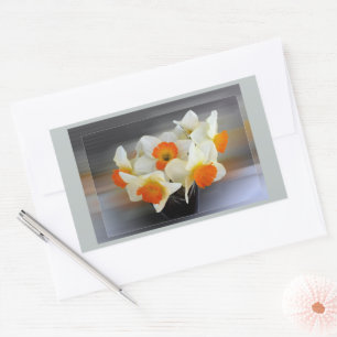 Early spring daffodils rectangular sticker