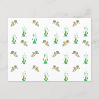 Early Spring Robin Birds & Snowdrops Pattern Postcard
