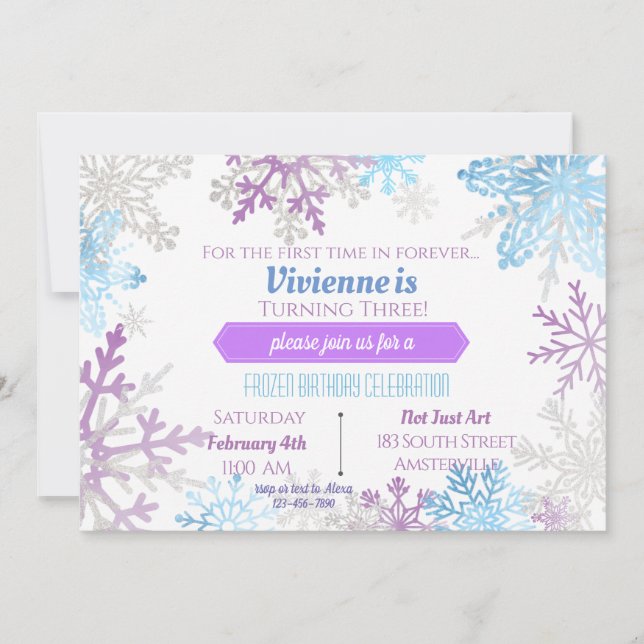 Early Spring Snowflakes Birthday Invitation (Front)