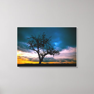 Early Spring Sunset Blue Sky water colour Painting Canvas Print