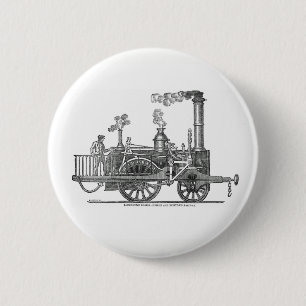 Early Steam Locomotive 6 Cm Round Badge