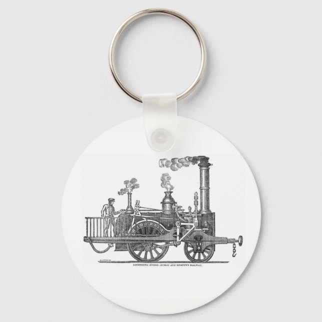 Early Steam Locomotive Key Ring (Front)