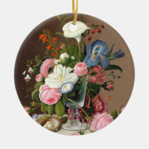 Early Summer Flowers , Severin Roesen  Ceramic Tree Decoration