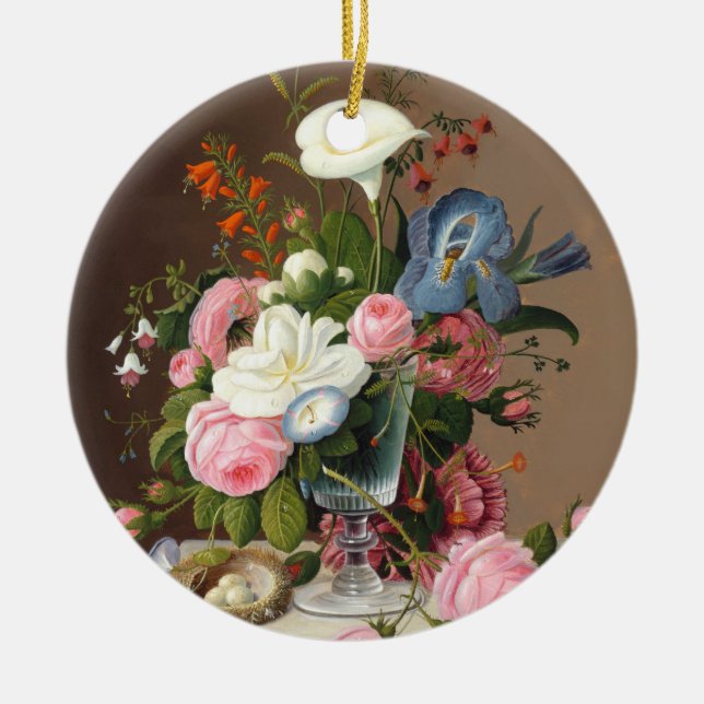 Early Summer Flowers , Severin Roesen  Ceramic Tree Decoration (Front)