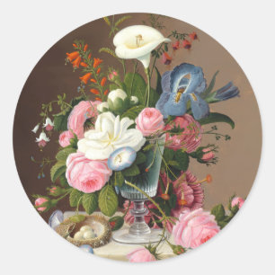 Early Summer Flowers , Severin Roesen Classic Round Sticker