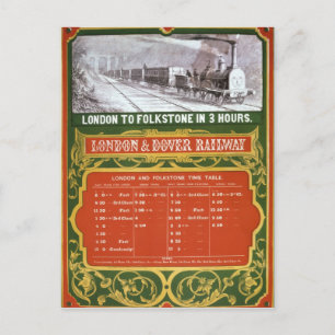 Early timetable for the London to Dover Railway Postcard