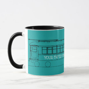 early  TROLLEY TRAIN STREETCAR  BLACK YOUR COLOR Mug