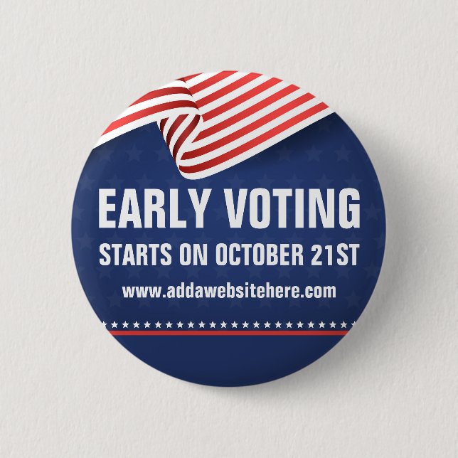 Early Voting 2026 Midterm Election American Flag 6 Cm Round Badge (Front)