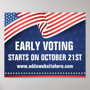 Early Voting 2026 Midterm Election American Flag Poster