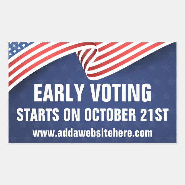 Early Voting 2026 Midterm Election American Flag Rectangular Sticker (Front)