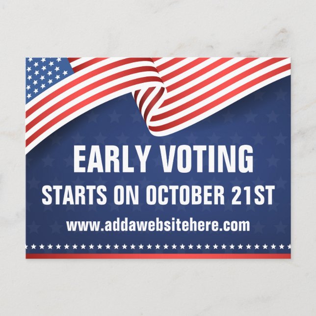 Early Voting American Flag Election Dates Postcard (Front)