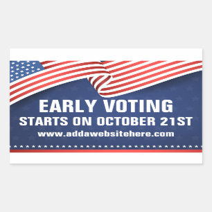 Early Voting American Flag Election Dates Rectangular Sticker