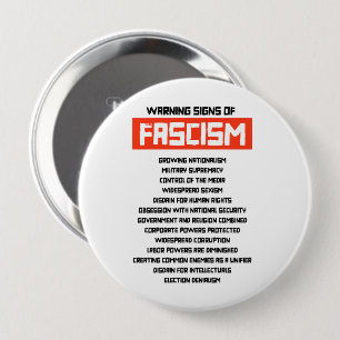Early Warning Signs of Fascism 10 Cm Round Badge