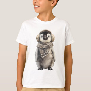 Earmuff Scarf Penguin Kids T-Shirt