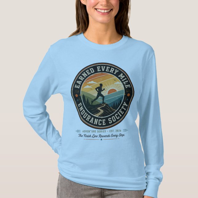 Earn Every Mile Endurance Trail Runner Retro Tee (Front)