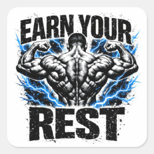 Earn Your Rest – Reward Recovery Gym Square Sticker