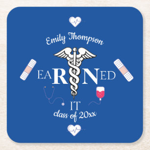 Earned It Rn Degree  Square Paper Coaster