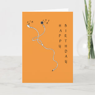 Earphones with Notes Greeting Card
