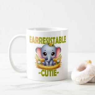 Earresistible Cutie fun pun. Baby Elephant cartoon Coffee Mug