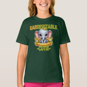 Earresistible Cutie fun pun. Baby Elephant cartoon T-Shirt