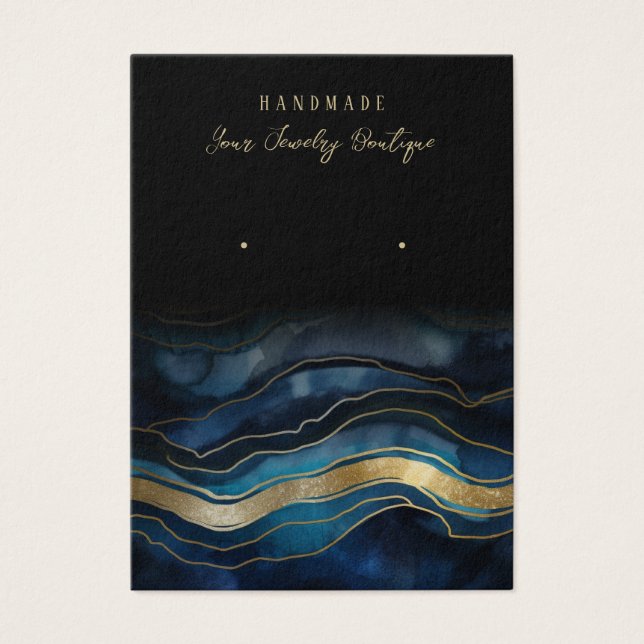 Earring Blue Gold Agate Jewellery Display Cards (Front)