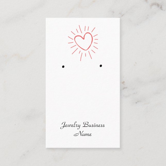 Earring card for jewellery maker and sales. (Front)