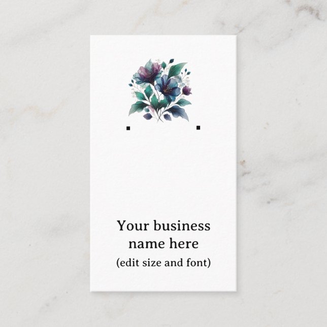 Earring card with lovely blue abstract flower. (Front)