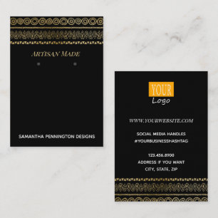 Earring Display Bohemian Gold Border Business Card