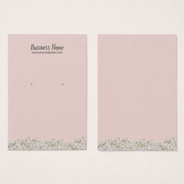 Earring Display Card | Blush Pink Baby's Breath (Front & Back)
