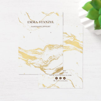 Earring Display Card • Brushed Gold White Marble